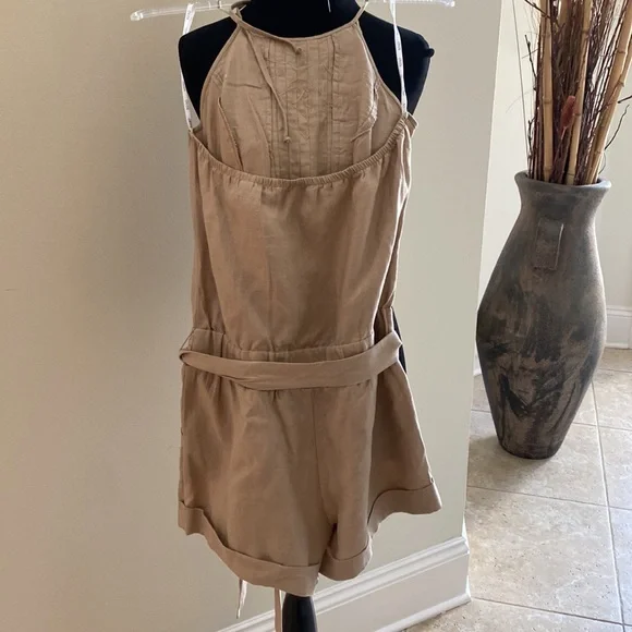 XOXO khaki Romper with jewel accents. Like new. Size M - Picture 2 of 6